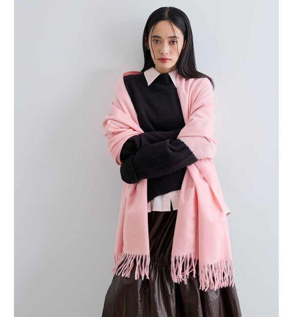 VIS「【リサイクルポリ】なめらかタッチ無地大判ストール」|ストール|