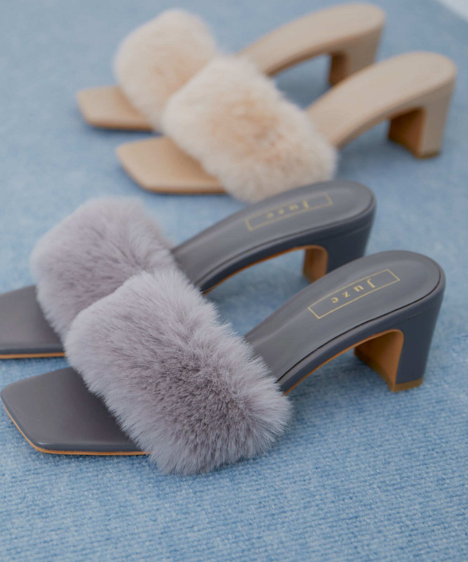 Juze「ファーサンダル」|ビジネス・ドレスシューズ|グレー(07)