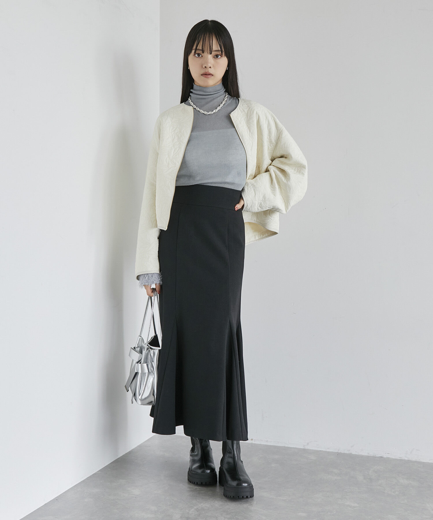 VIS「美easyウーリッシュバックレースアップマーメイドSK」|スカート|