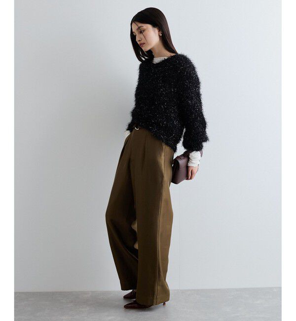 VIS「【洗える】シャイニーワンタックワイドパンツ」|チノ|