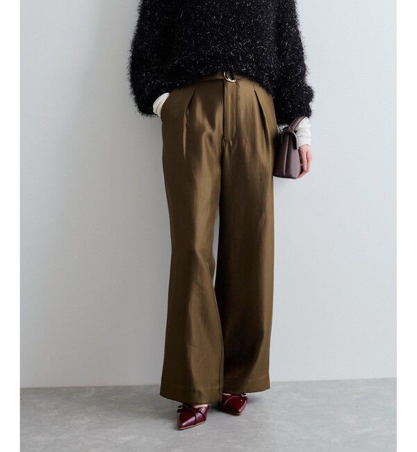 VIS「【洗える】シャイニーワンタックワイドパンツ」|チノ|