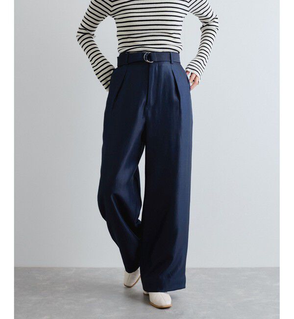 VIS「【洗える】シャイニーワンタックワイドパンツ」|チノ|