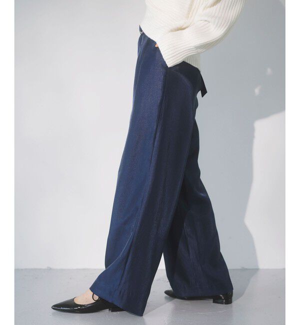 VIS「【洗える】シャイニーワンタックワイドパンツ」|チノ|