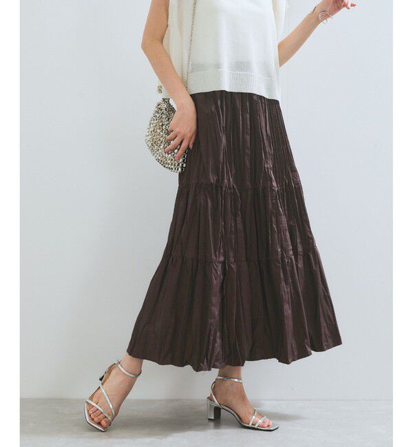 VIS「【洗える】ワッシャー加工スカート」|スカート|ブラウン(20)