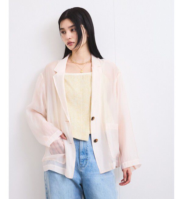 VIS「【洗える】羽織るだけでスタイリングワンランクアップ！シアージャケット」|テーラードジャケット|