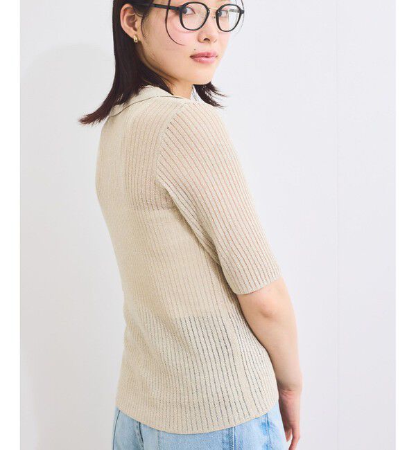 VIS「半袖サマーニットポロカーディガン」|ニット・セーター|