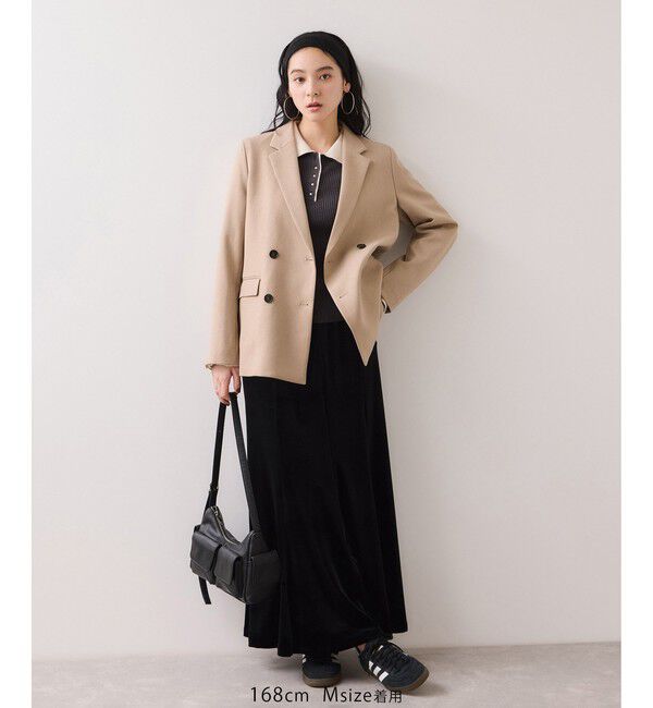 VIS「【美easy】ウーリッシュダブルブレストテーラードジャケット【セットアップ対応/洗える】」|テーラードジャケット|