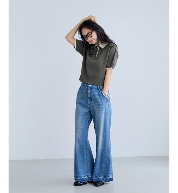 VIS「ダブルカラー半袖ポロニットトップス/イージーケア・WEB限定カラー」|ポロシャツ|