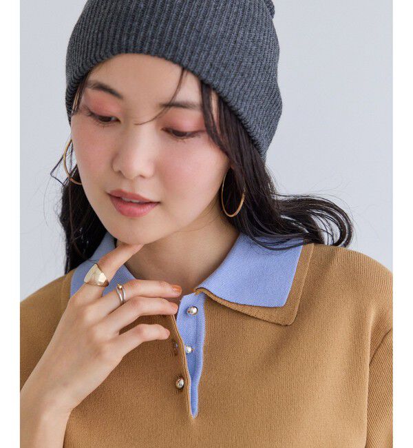 VIS「ダブルカラー半袖ポロニットトップス/イージーケア・WEB限定カラー」|ポロシャツ|