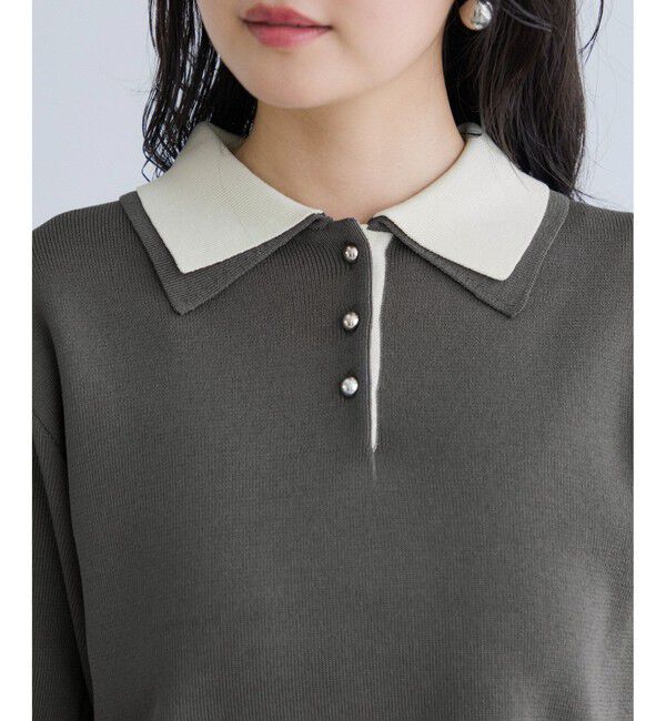 VIS「ダブルカラー半袖ポロニットトップス/イージーケア・WEB限定カラー」|ポロシャツ|