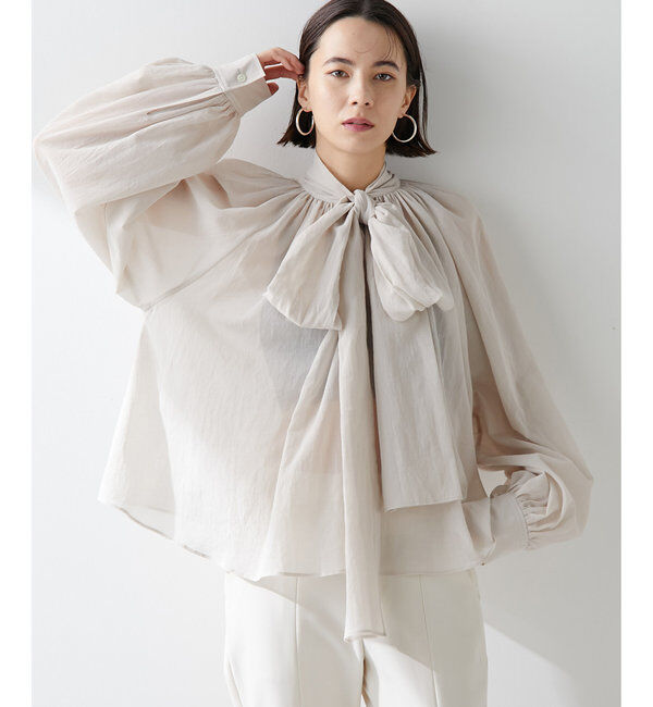  「ローンボウタイブラウス」|シャツ・ブラウス|グレージュ