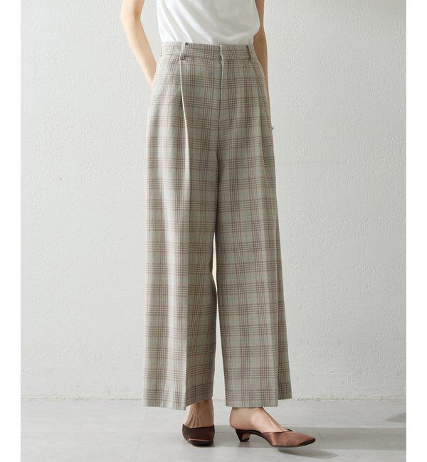  「コットンチェックパンツ」|チノ|ベージュ