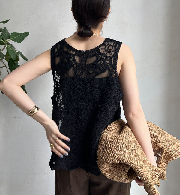  「刺繍前後2WAYレースタンク」|シャツ・ブラウス|