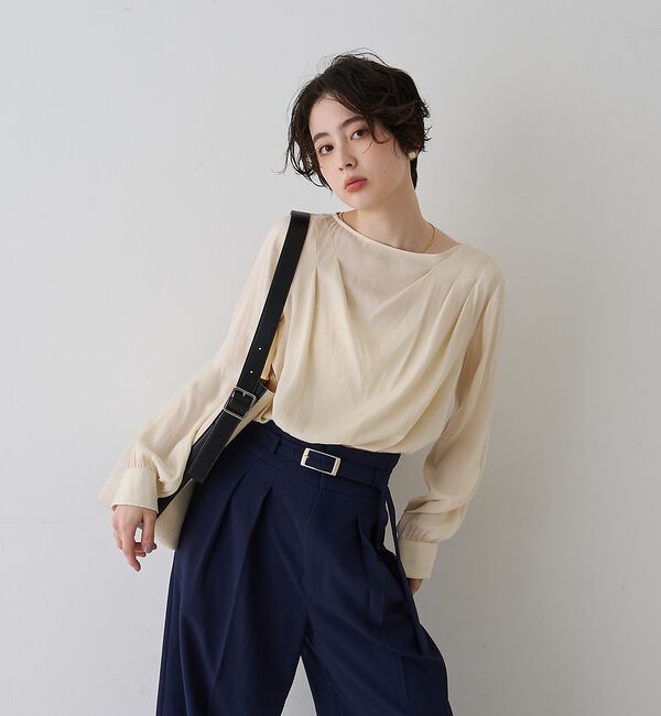 Rouge vif「【一部店舗限定】ドレープサテンブラウス」|シャツ・ブラウス|