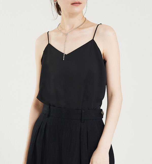 qualite「サテンキャミソール」|キャミソール|ブラック