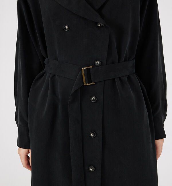 qualite「フロントダブルベルテッドコート」|トレンチコート|