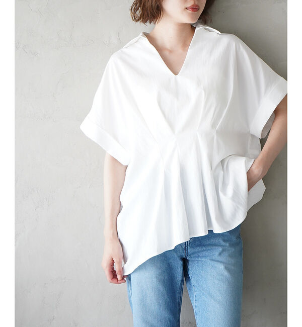 qualite「ウエストタックスキッパー半袖シャツ」|シャツ・ブラウス|