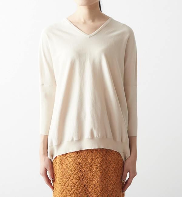 Liesse「綿シルクVネックビッグドルマンニット」|ニット・セーター|