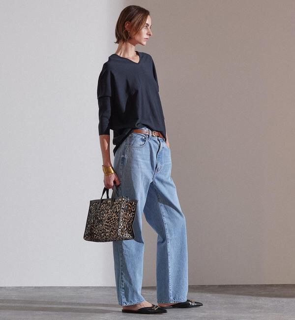 Liesse「綿シルクVネックビッグドルマンニット」|ニット・セーター|