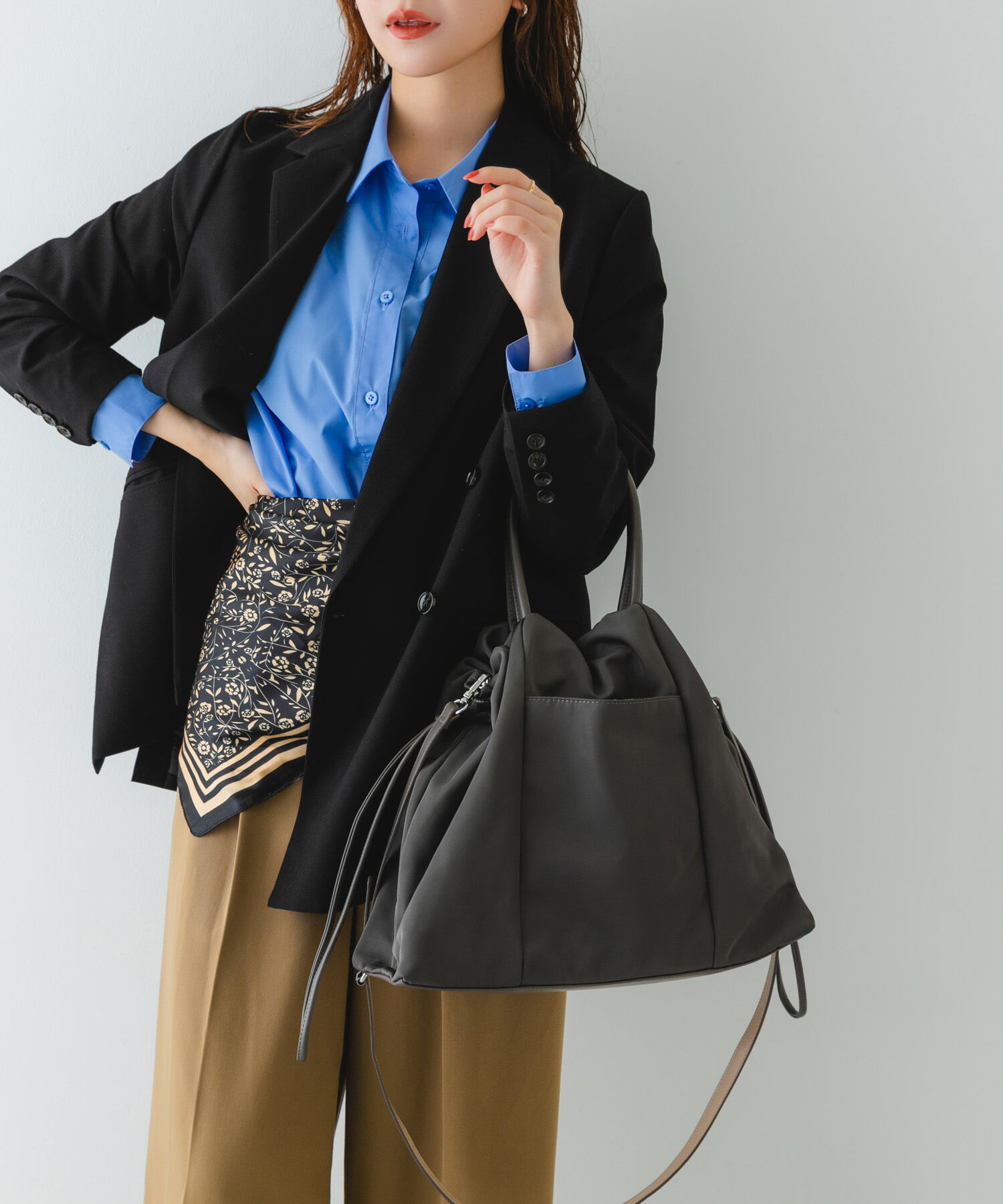 RODE SKO「ショルダー付撥水キンチャクバッグ」|ショルダー・メッセンジャー|グレー