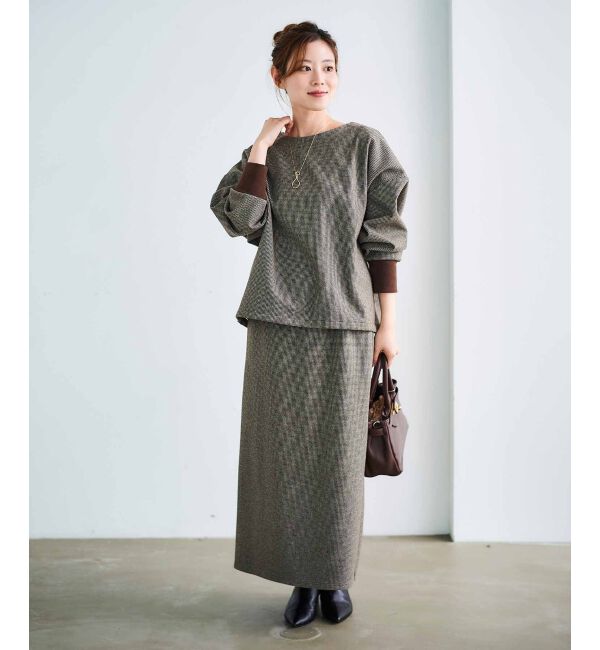 le.coeur blanc「チェックジャージータイトスカート」|タイト|