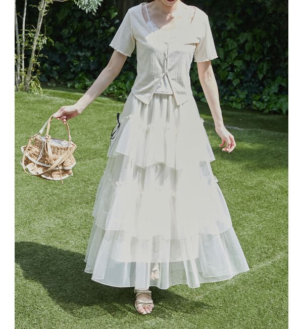 MAJESTICLEGON「チュールギャザーティアードスカート」|スカート|