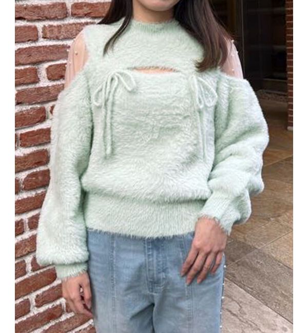  「デコルテオープンシアーショルダーニット」|ニット・セーター|