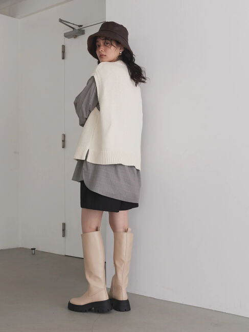  「SET ケーブルニットベスト+シャツチュニック」|ニット・セーター|