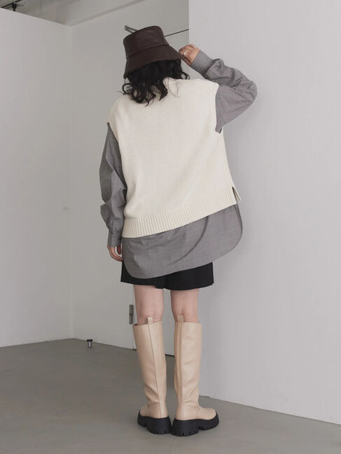  「SET ケーブルニットベスト+シャツチュニック」|ニット・セーター|