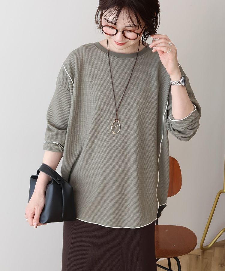 AMERICAN HOLIC「【WEB限定】ワッフル配色メロープルオーバー」|Tシャツ・カットソー|Khaki