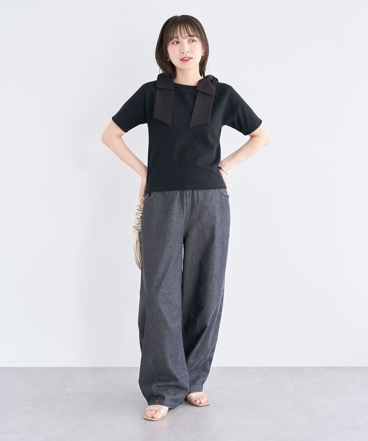 Green Parks「・swing by ショルダーリボンリブカットソー」|Tシャツ・カットソー|