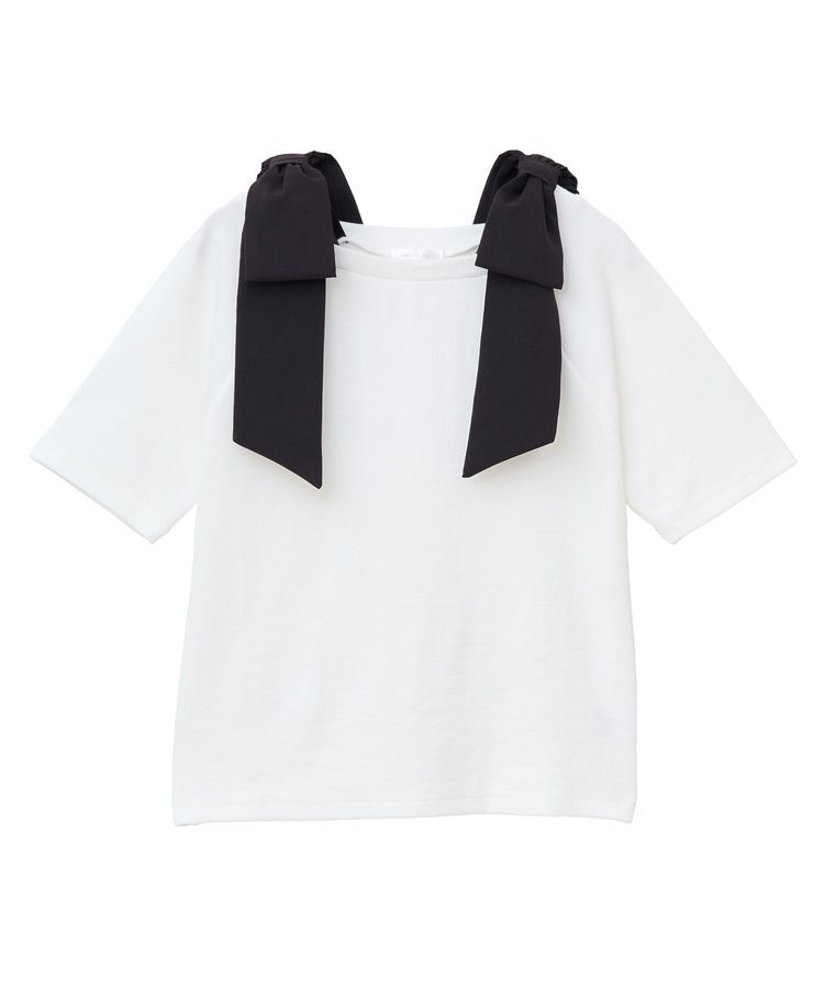 Green Parks「・swing by ショルダーリボンリブカットソー」|Tシャツ・カットソー|