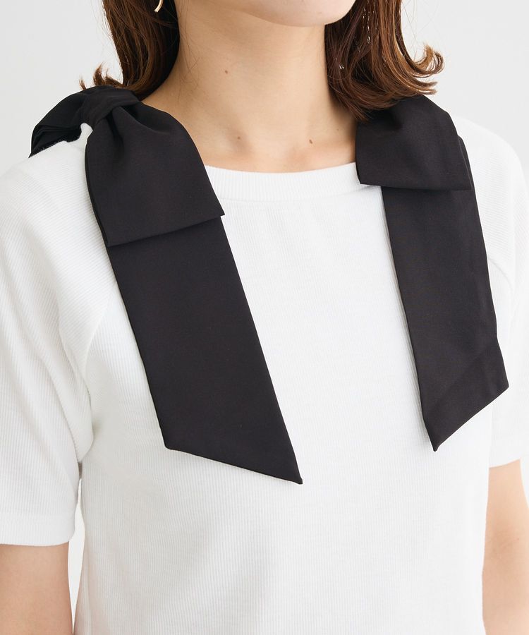 Green Parks「・swing by ショルダーリボンリブカットソー」|Tシャツ・カットソー|