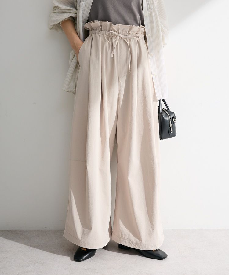 Green Parks「ウエストフリルワイドコクーンパンツ」|その他|Light beige