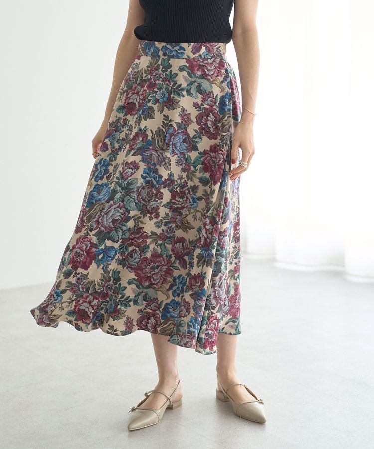 YECCA VECCA「ゴブラン柄フレアスカート」|フレア|