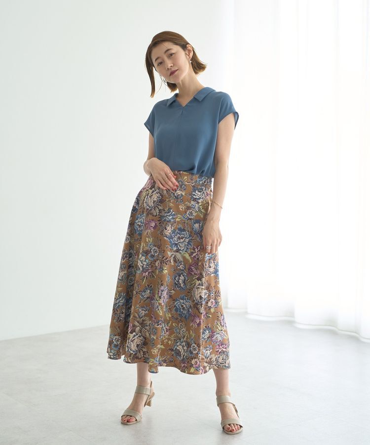 YECCA VECCA「ゴブラン柄フレアスカート」|フレア|