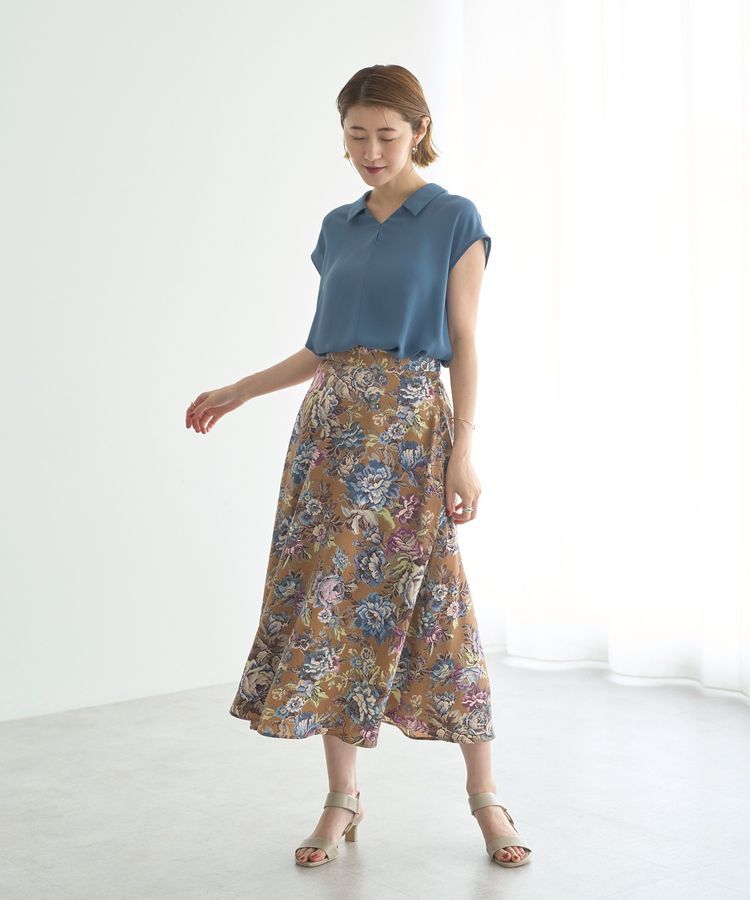 YECCA VECCA「ゴブラン柄フレアスカート」|フレア|