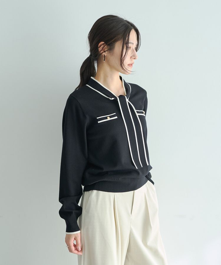 YECCA VECCA「配色ボウタイニット」|ニット・セーター|