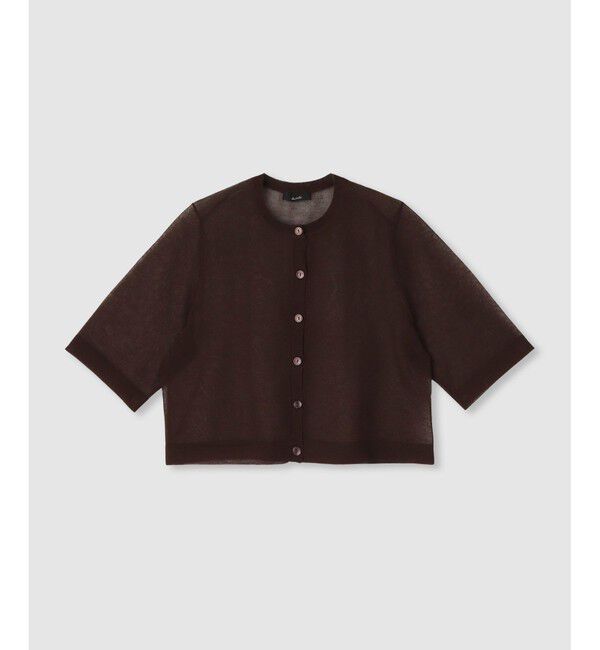 allureville「ハーフスリーブシアークルーカーディガン」|カーディガン|ブラウン