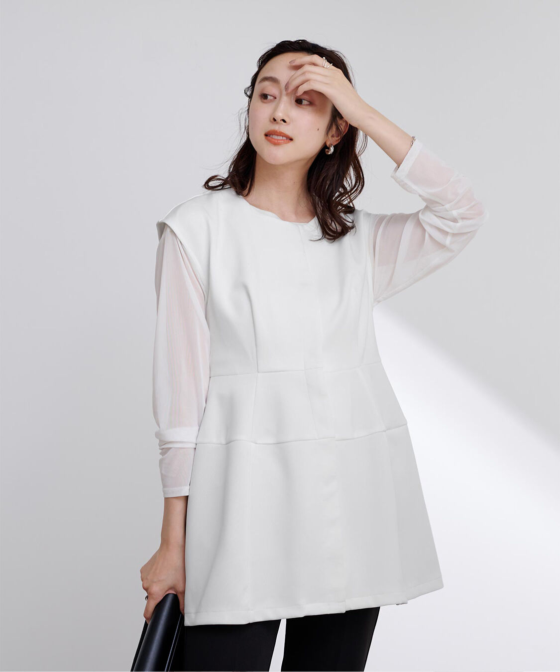 ur's「ボンディングペプラムトップス/ジレ」|ベスト・ジレ|