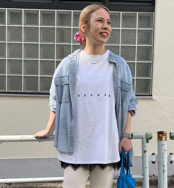  「【＠yns628企画】ロゴ刺繍&times;プリント チュニックTシャツ」|Tシャツ・カットソー|