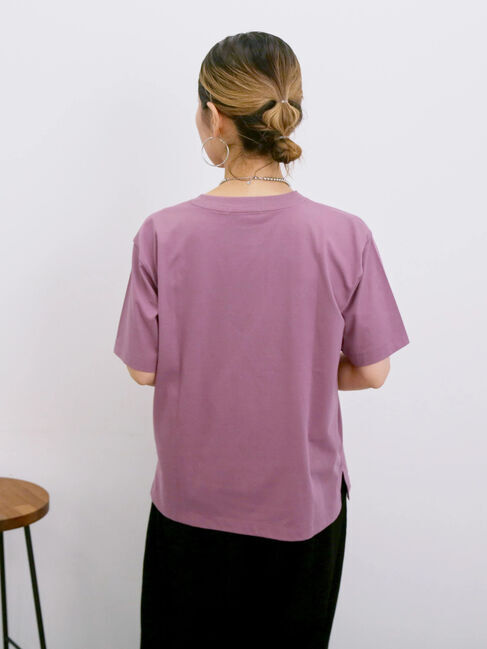 Samansa Mos2 blue「【接触冷感】ロゴプリントTシャツ」|Tシャツ・カットソー|