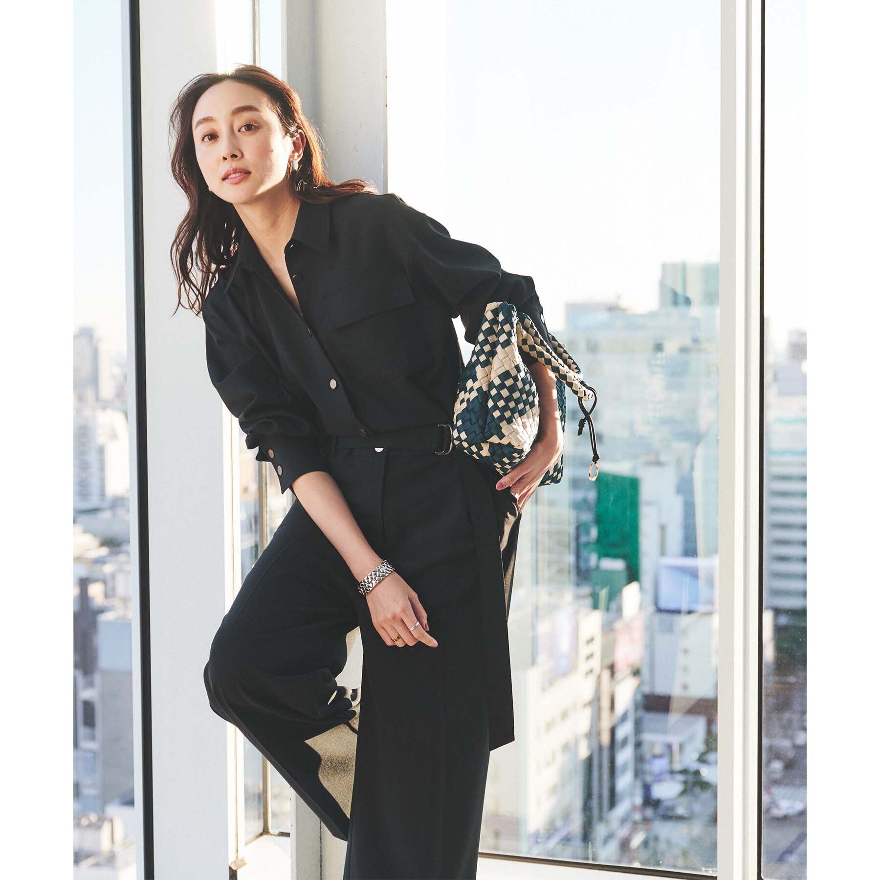 UNTITLED「【朝比奈 彩&times;Oggi&times;UNTITLED スペシャルコラボ】シャツカラーオールインワン」|オールインワン|