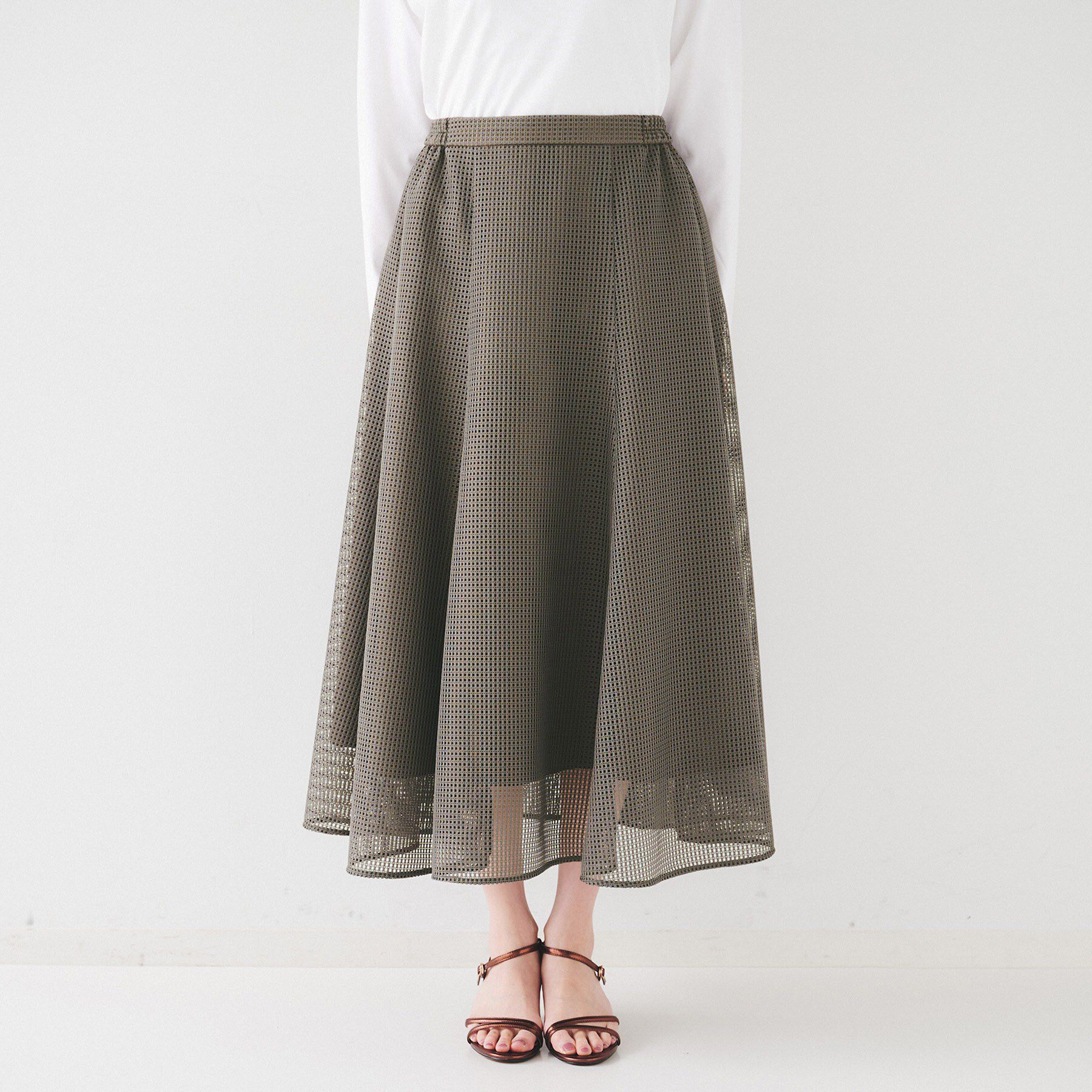 UNTITLED「【手洗い可/トレンド】メッシュフレアスカート」|スカート|