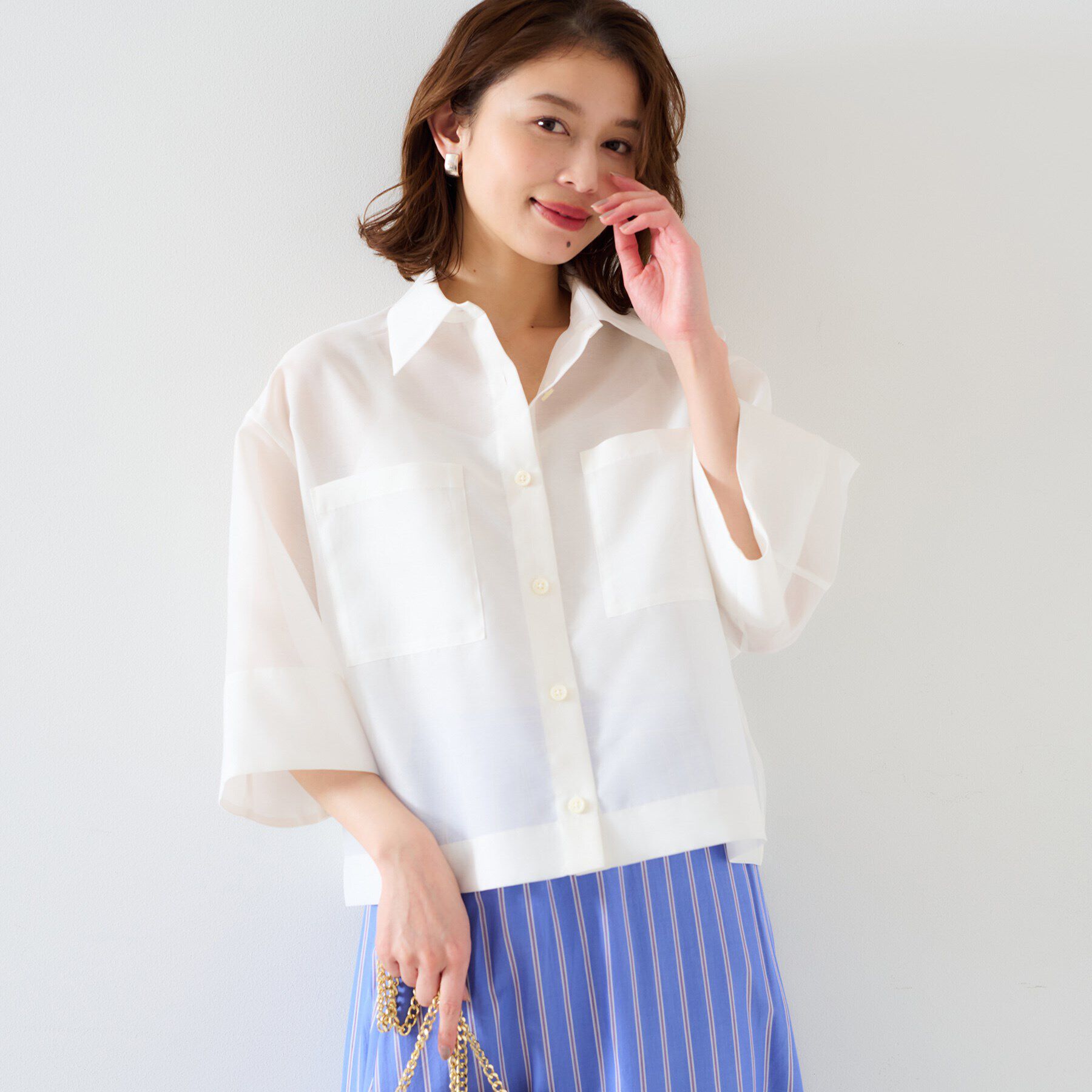 UNTITLED「【セットアップ可能】オーガンジーボクシーシャツ」|シャツ・ブラウス|オフホワイト(003