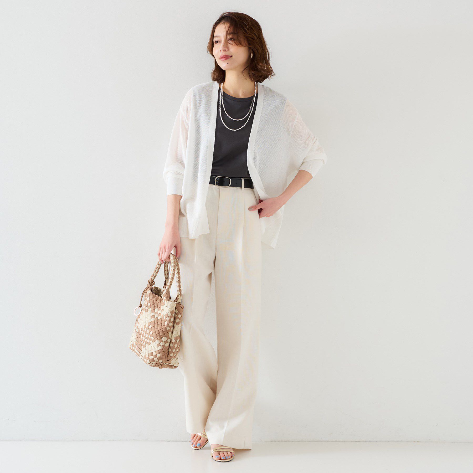 UNTITLED「【体型カバー/日除け】ドルマンスリーブ ガーターカーディガン」|カーディガン|