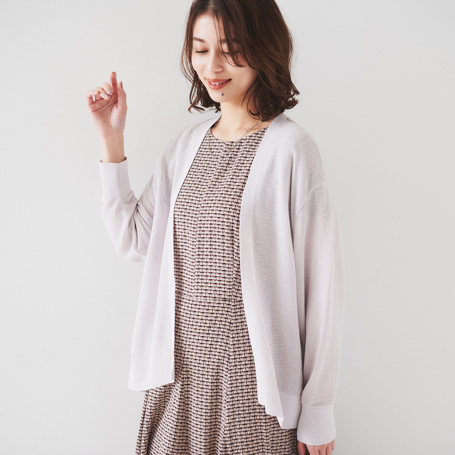 UNTITLED「【体型カバー/日除け】ドルマンスリーブ ガーターカーディガン」|カーディガン|