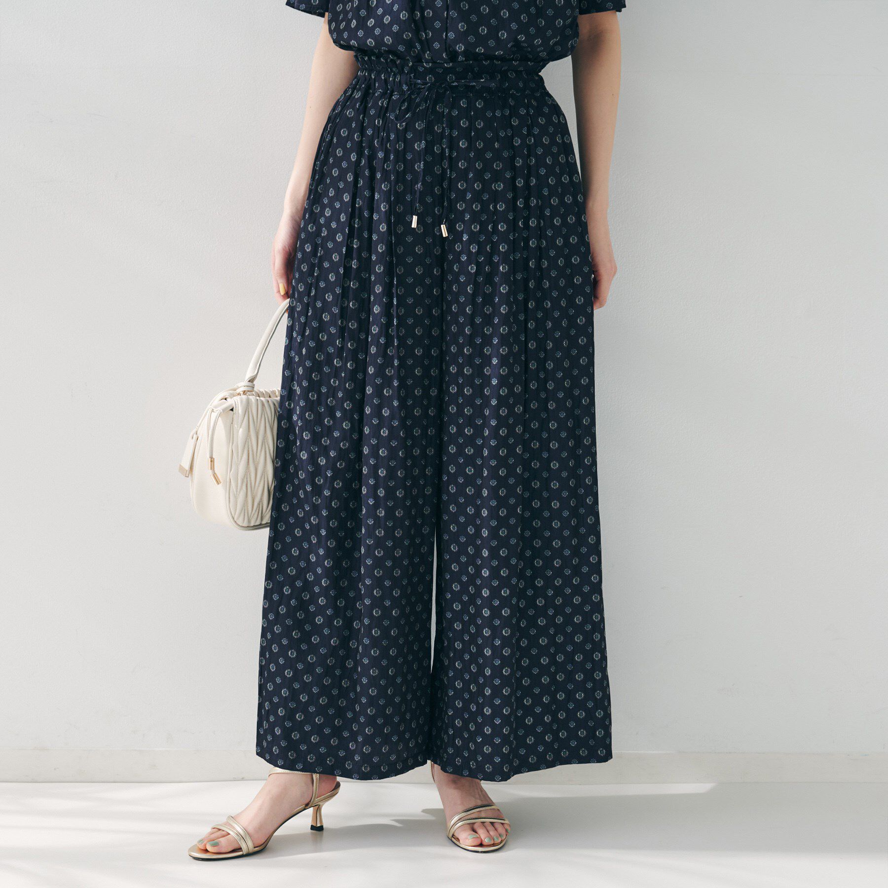 UNTITLED「【セットアップ可能/ウエストゴム】小紋柄パンツ」|その他|ネイビー(194)