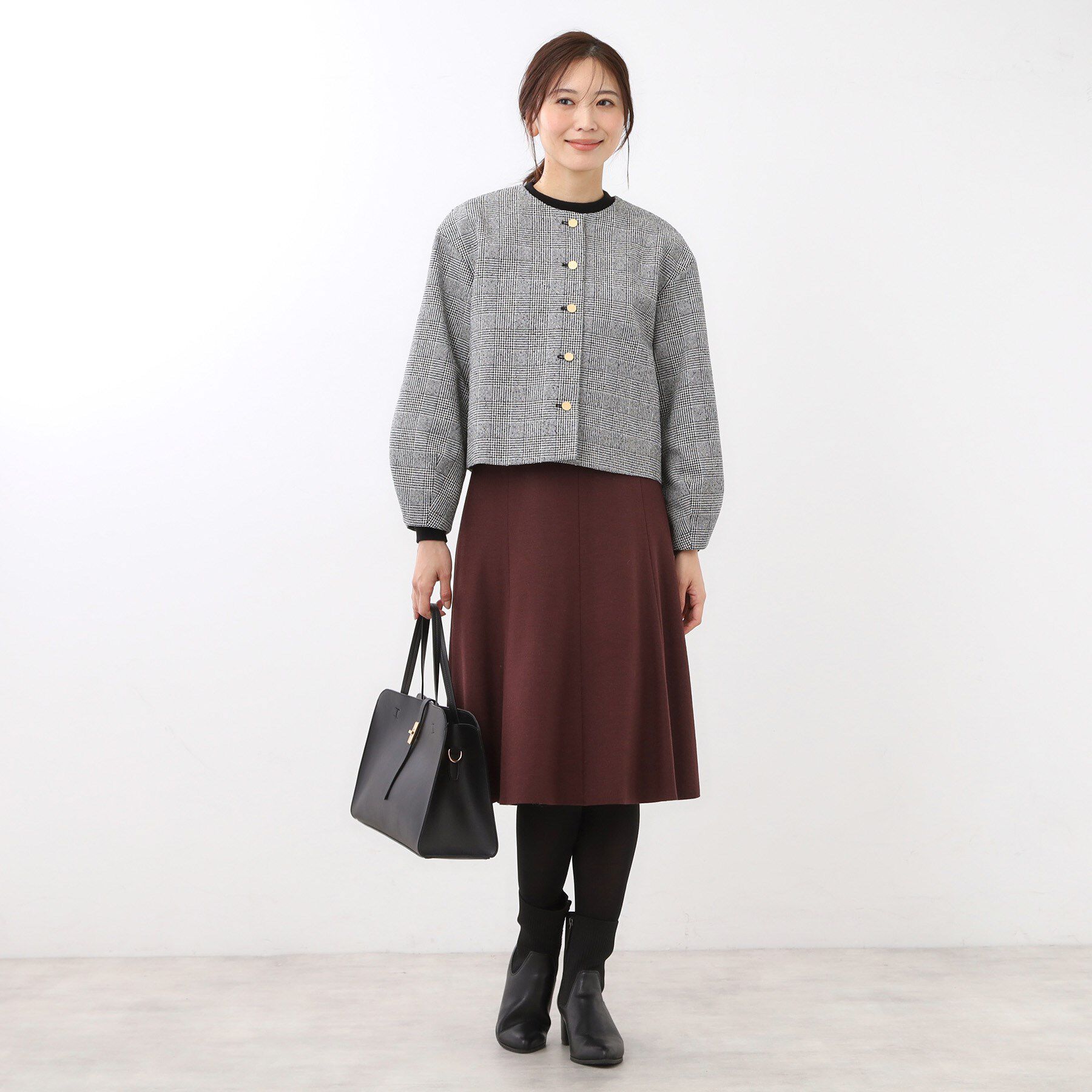 Reflect「【着映え◎／アームホールゆったり】グレンチェックジャコット」|ノーカラージャケット|