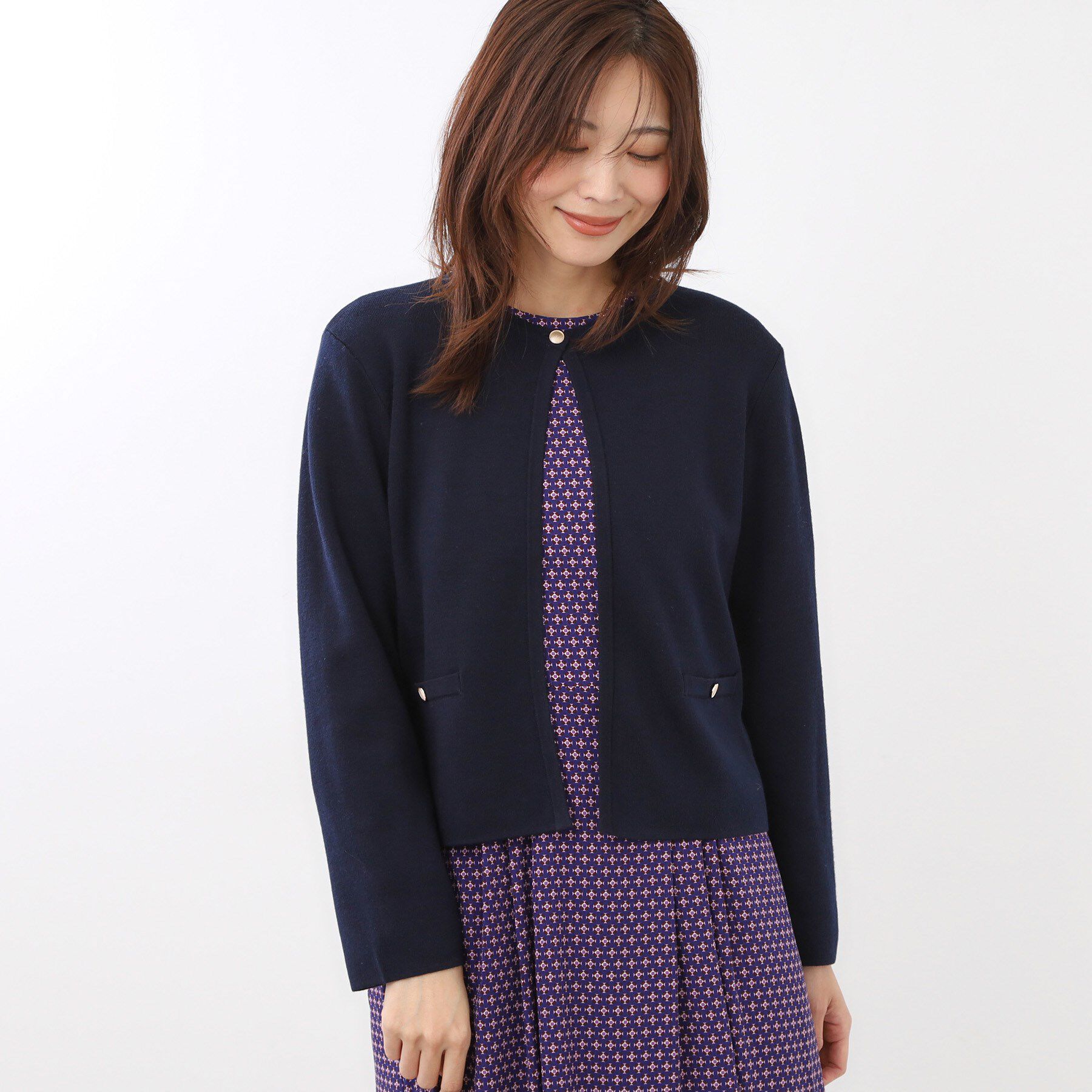 Reflect「【選べる5色／アンサンブル可】クルーネックカーディガン」|カーディガン|